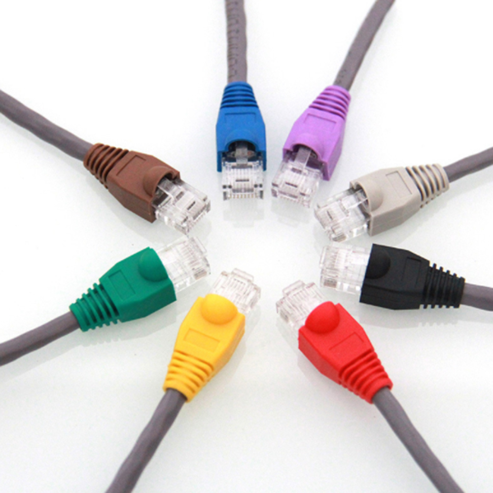 100PCS RJ45 Rubber Sleeve Cable Head Sheath Multi-color Head Sheath Ethernet Cable Protective Case Network Plug Socket Boot Cap