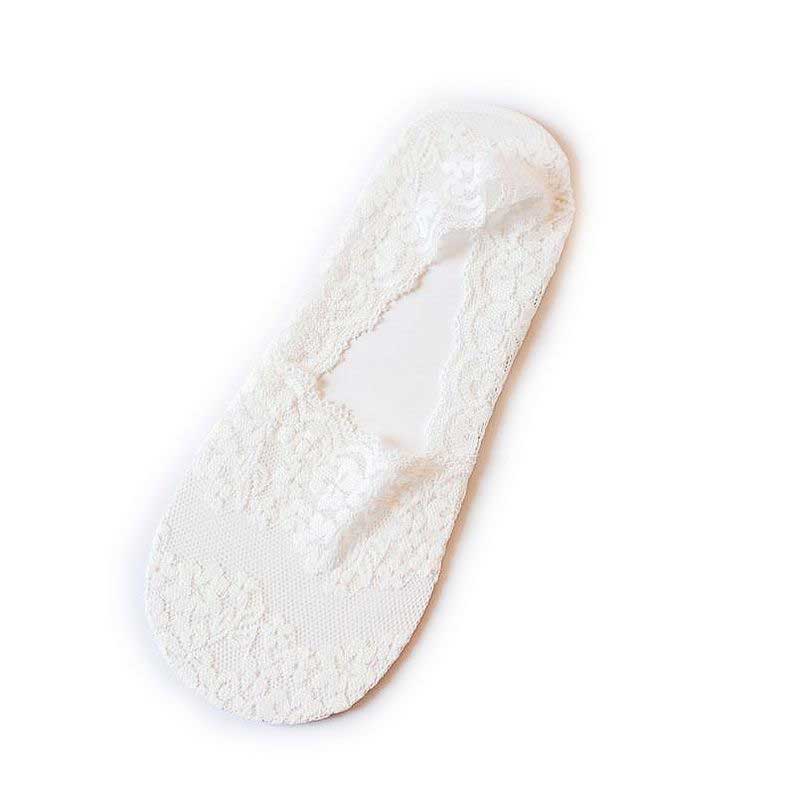 Silicone Shallow Women Socks Lace Slipper Ankle Socks Invisible Seamless Low Cut Boat Socks For Female Ladies Casual Calcetines: White