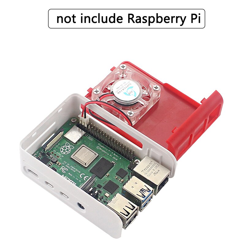 Raspberry Pi 4 ABS Case with Backlight RGB LED Fan Plastic Red White Shell Housing for Raspberry Pi 4 Model B