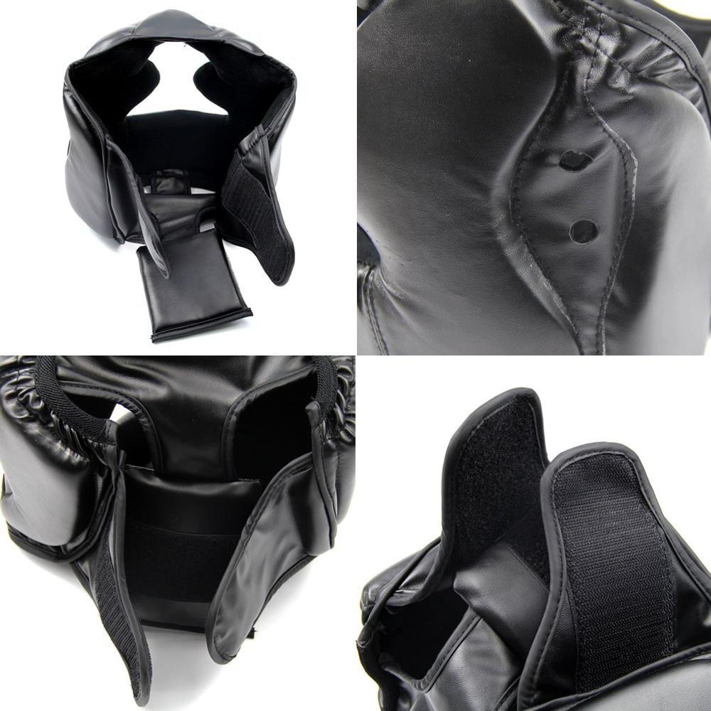 Black Headgear Head Guard Training Helmet Kick Boxing Protection Gear