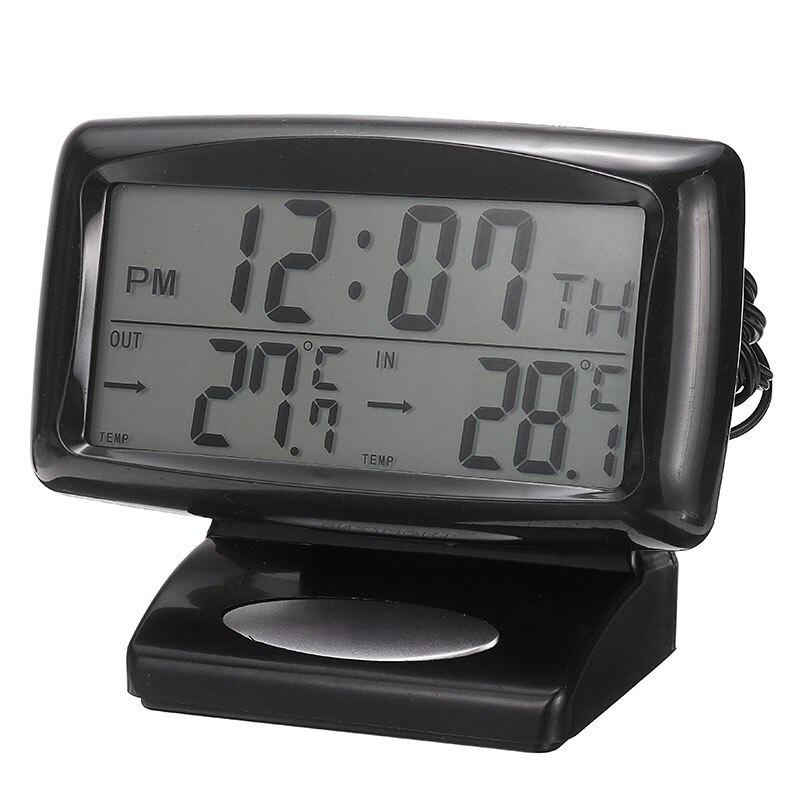 Digital LED Backlight Meter Clock Thermometer Indicator Gauge Panel Meter Mini Weather Station Automotive Thermometer Clock
