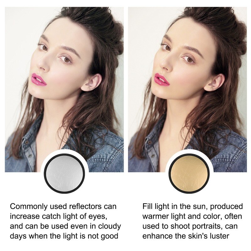2in1 Mini Reflector Voor Foto Fotografie Accessoire Licht Diffuser Fotograaf Studio 30Cm Zilver Goud Vouwen Reflecterende Board
