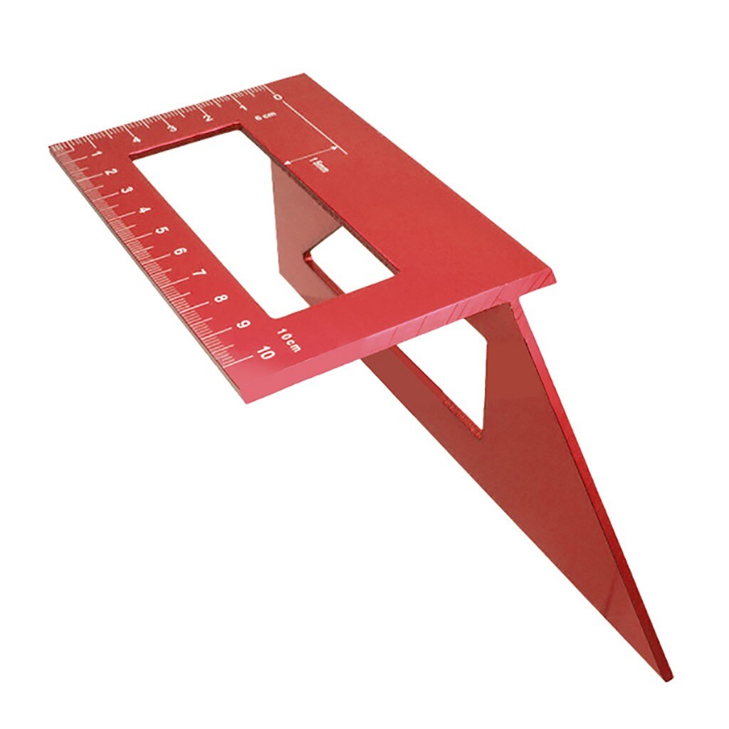 Multi-function angle ruler Measuring Ruler Aluminum Woodworking Scriber T Ruler Multifunction 45/90 Degree Angle Ruler#g35: Red