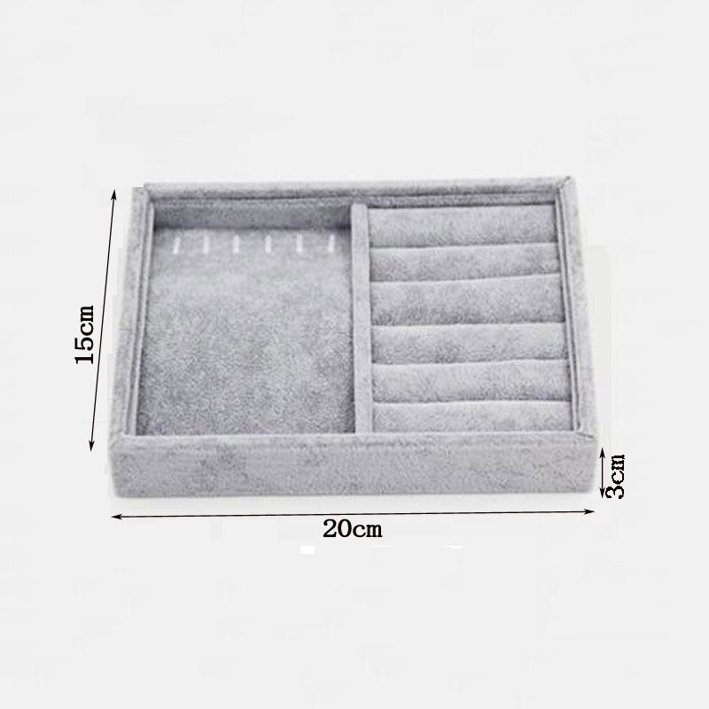 Plateau de rangement de bijoux en velours gris, présentoir de bijoux, organisateur de bagues, boucles d'oreilles, Bracelet, collier, pendentifs, porte-plateau: Ring Necklace Tray