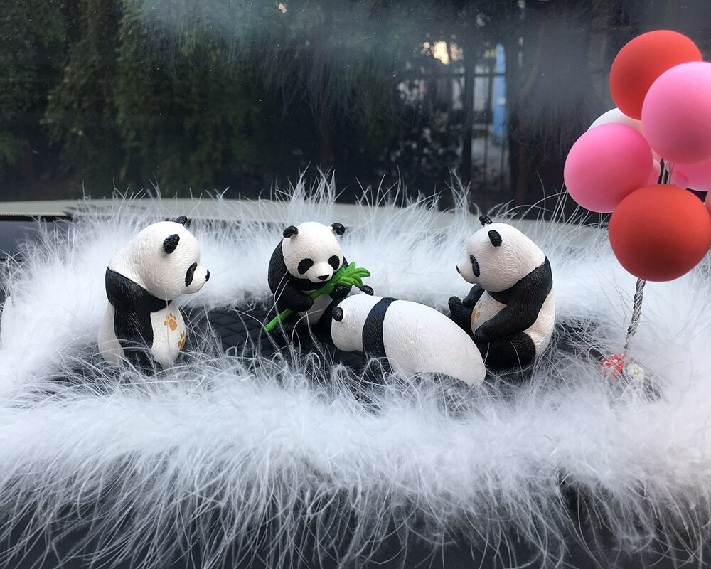 Sød panda bil ornamenter dekoration panda dukke model mini panda dukke bil midterkonsol dekoration bil tilbehør interiør