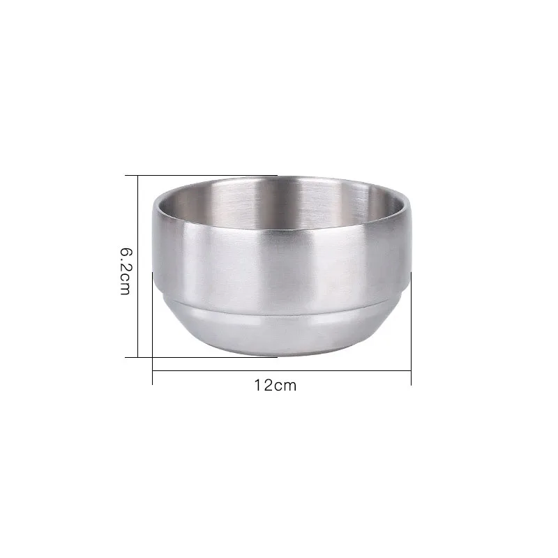 304 Stainless Steel Double Rice Bowl Soup Bowl Steamed Rice Bowl Anti-Scalding Child Small Bowl for Korean Cuisine: Orange