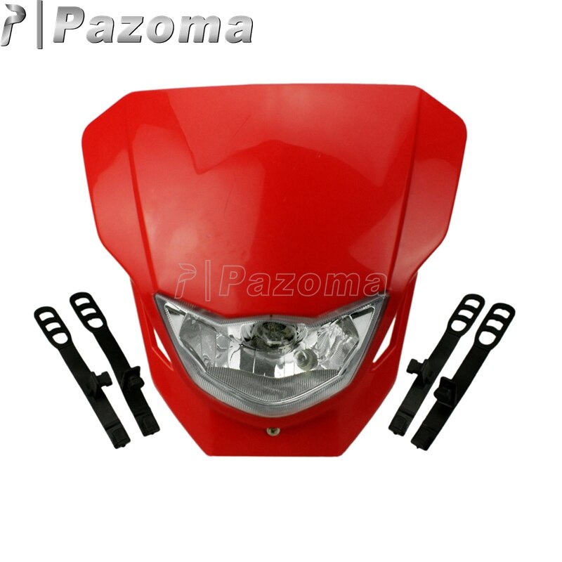 Pazoma – phare universel blanc pour motos, pour Honda CRF XR Yamaha WR YZ Suzuki DR DMZ Kawasaki KLX KX 250 450, 12V: Rouge
