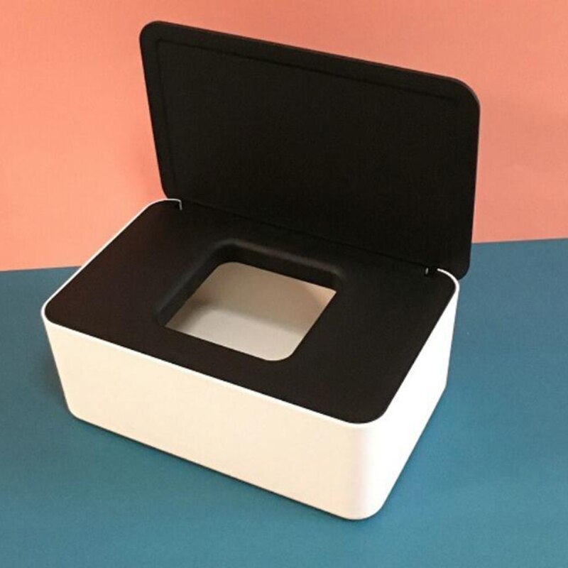 Natte Doekjes Dispenser Houder Met Stofdichte Cover Tissue Opbergdoos Voor Home Office Desktop Opslag Tissue Doos Masker Opbergdoos: White black 1