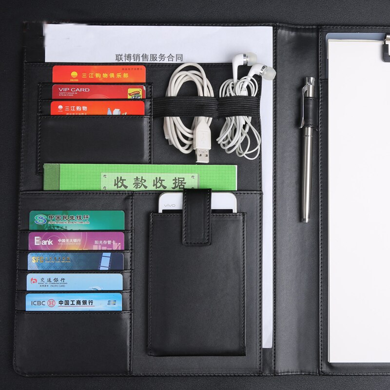 A4 filing folder document organizer padfolio manager folders for conference signature sales marketing with cellphone holder 1218