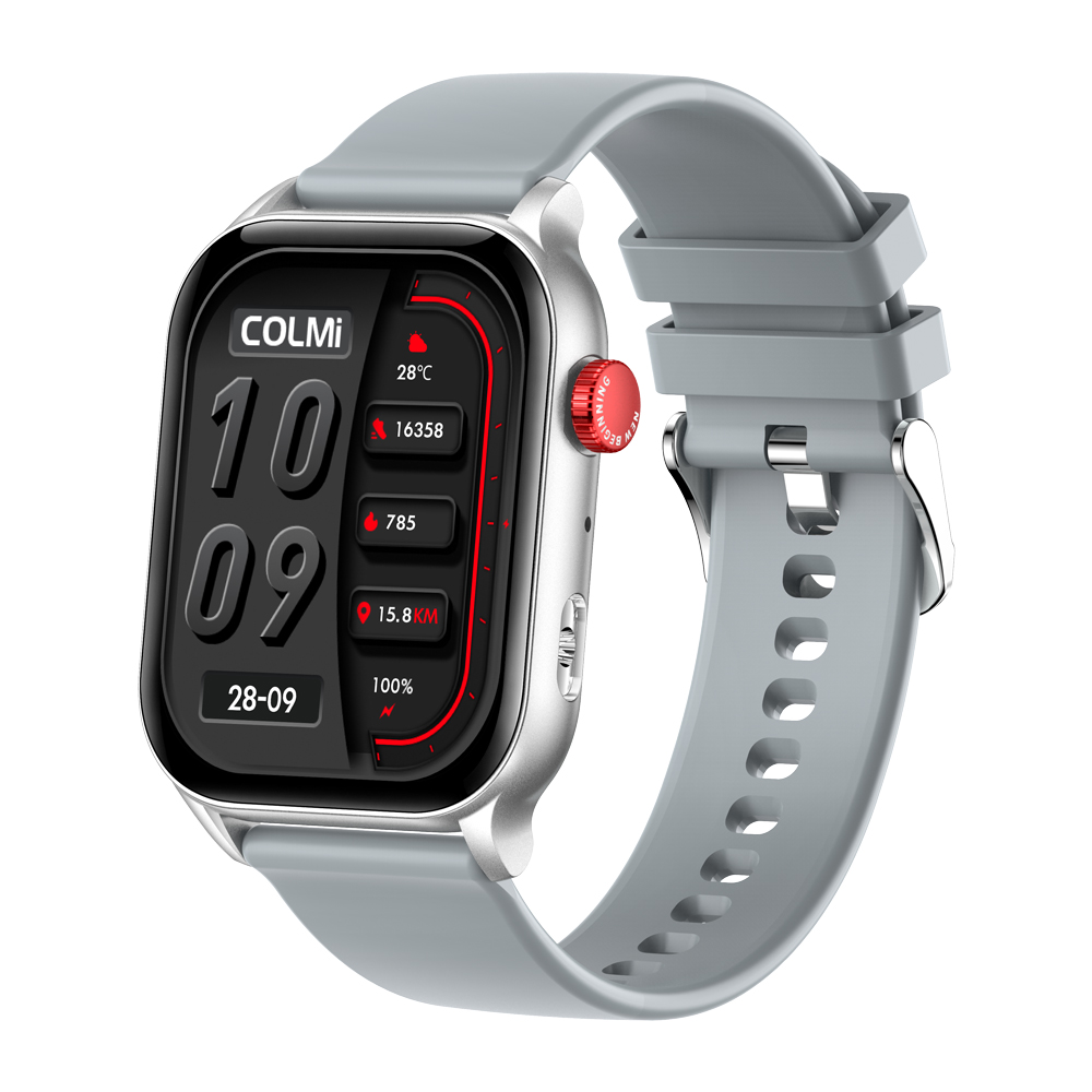 Reloj inteligente COLMI P78 AMOLED con pantalla de 1,95 pulgadas con linterna y llamadas de voz más de 100 modos deportivos Monitor de salud reloj inteligente para hombres y mujeres: Plata