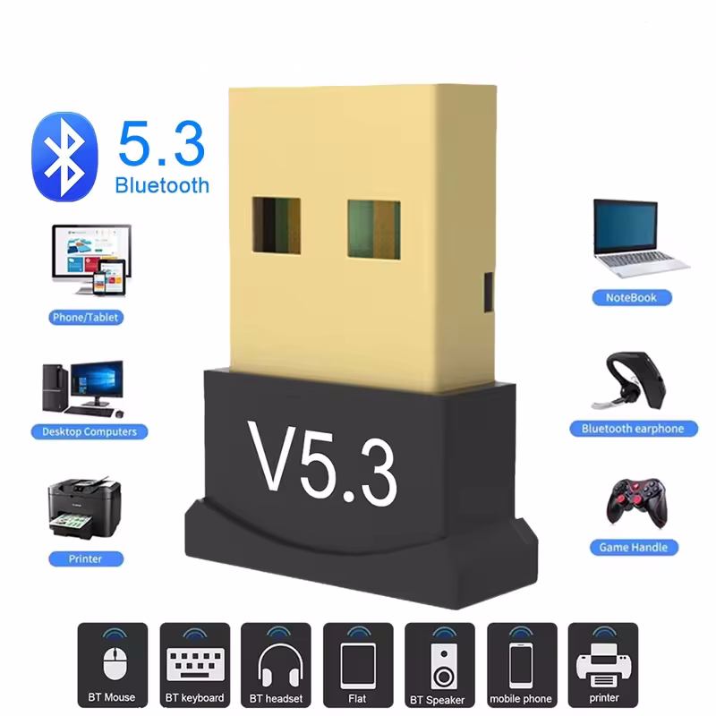 Adapter USB Bluetooth 5.3 z obsługą systemu Windows 11/10/8.1 BT Nadajnik audio Odbiornik muzyczny Adapter do komputera stacjonarnego Laptop