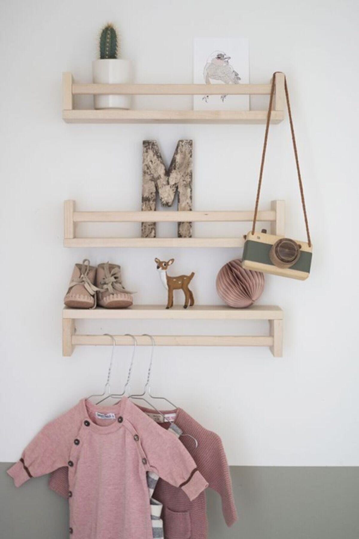 Montessori reol barn baby værelse væghylde træ reol 3 stk rack