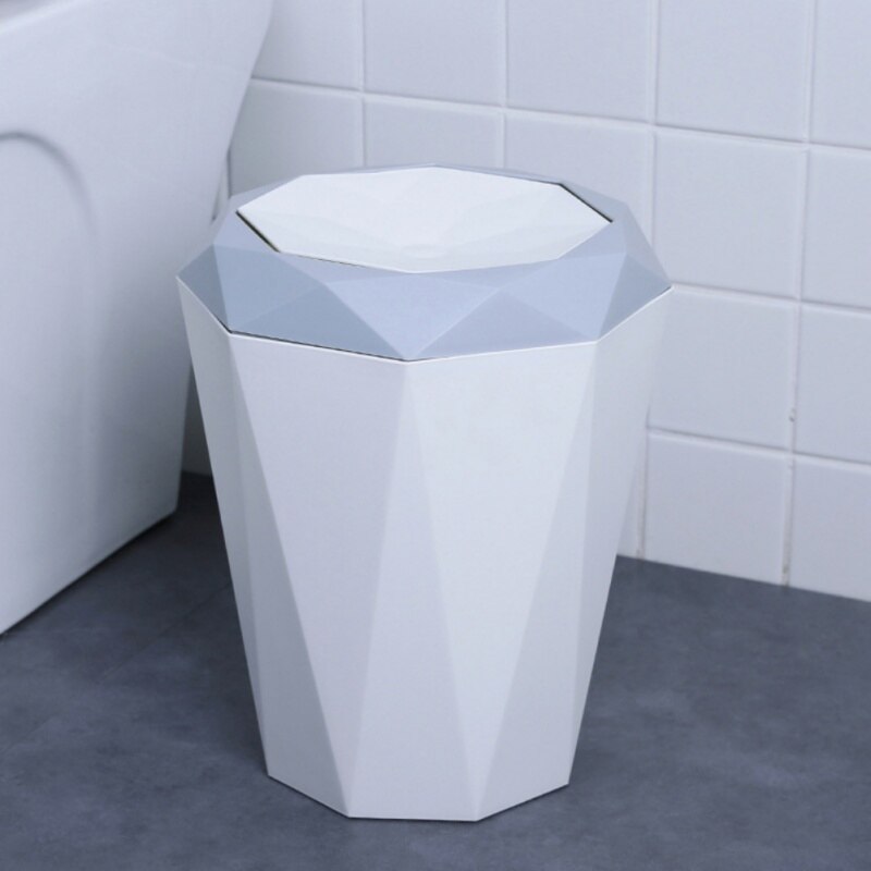 21.6*24.6CM Swing Lid Trash Can Household Trash Can Solid Color Kitchen Trash Bin Household Supply-Medium Pink
