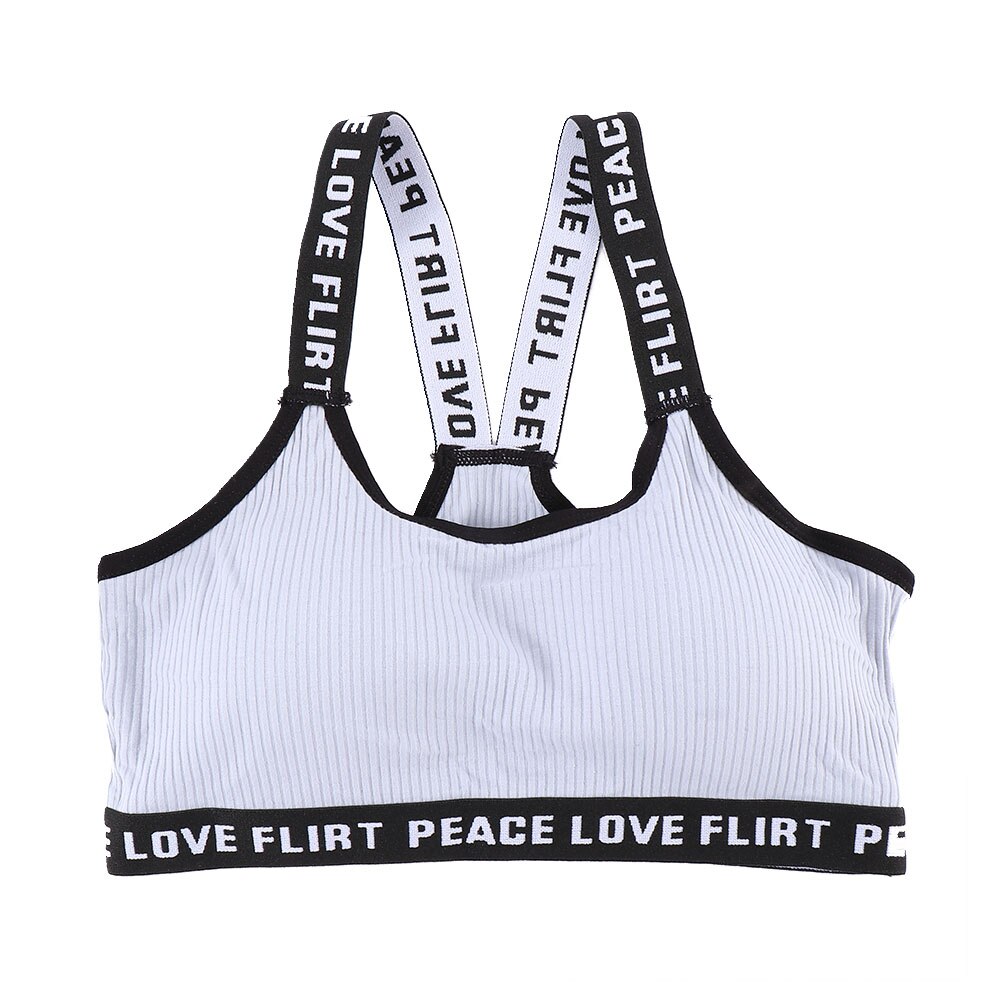 Letter Sports Bra Push Up Tube Tops Fitness Running Bandeau Bra Underwear Cotton Sport Tops For Women Sportswear Bra: Grey