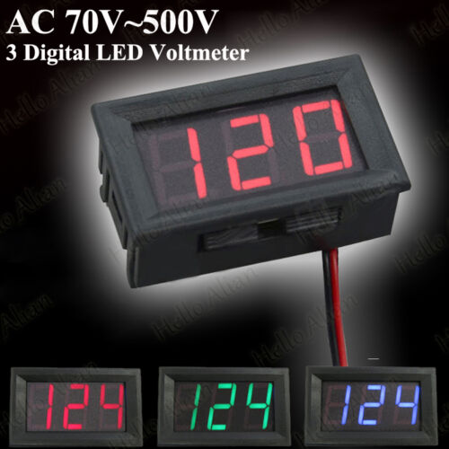 Ac 70V-500V 110V 220V 230V 240V 3-Digitale Led Ac Voltage panel Meter Voltmeter Beschikbaar In Drie Kleuren