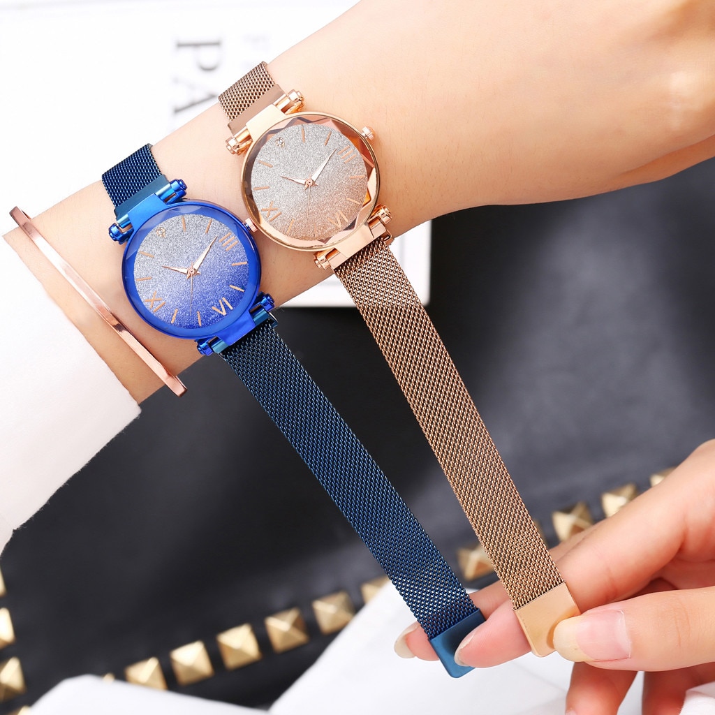 romantic sky watch women mesh steel strap ladies watch Magnet Buckle zegarek damski montre femme