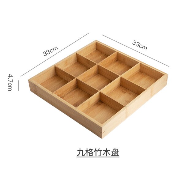 Japanese Style Nine Grid Plate Pot Tableware Barbecue Restaurant Bamboo and Wood Grid Plate Dishes Sushi Sauce Bowl: A-Nine grid plate