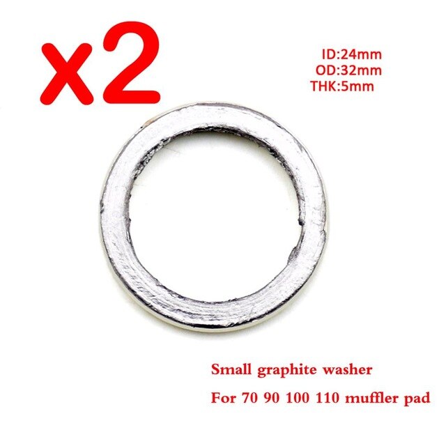 Junta de grafito para tubo de escape de motocicleta, 2 unids/lote,: Small 2 pieces