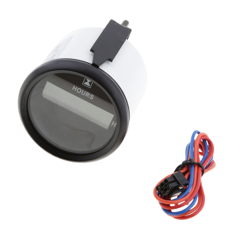 Medidor redondo de 12v y 24v CC, medidor de horas para motor de barco marino, motocicleta: Black Black