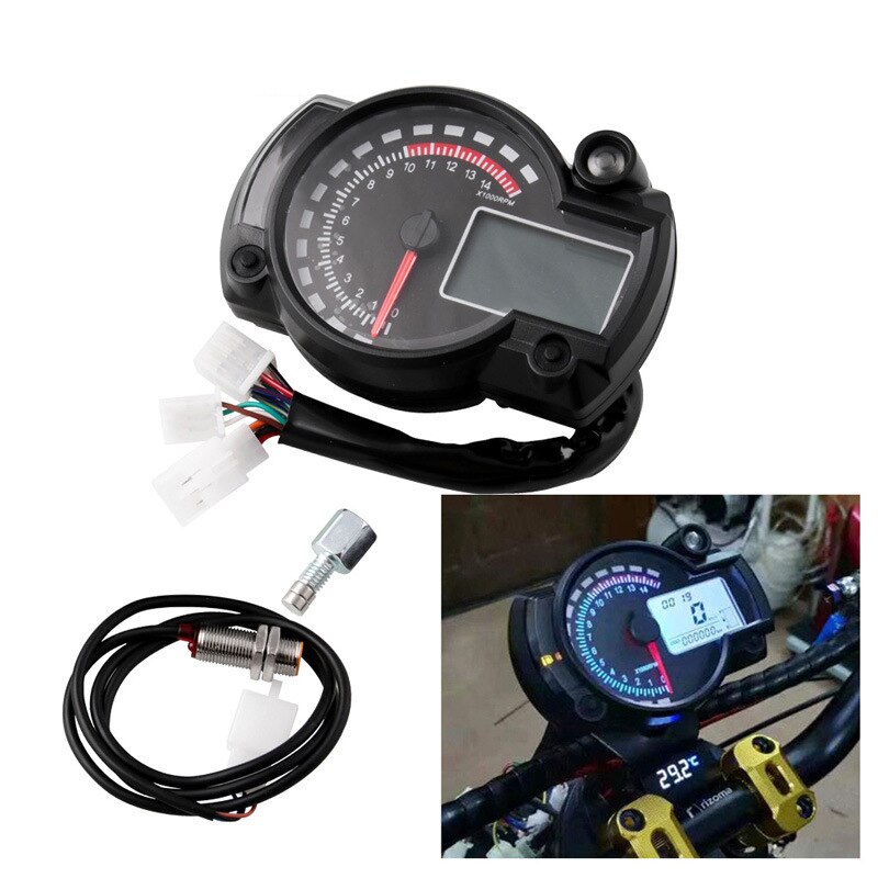 Motorcycle Speedometer Gauge Universal LCD Digit Tachometer Odometer Motorbike Replacement Accessories F-Best: Default Title