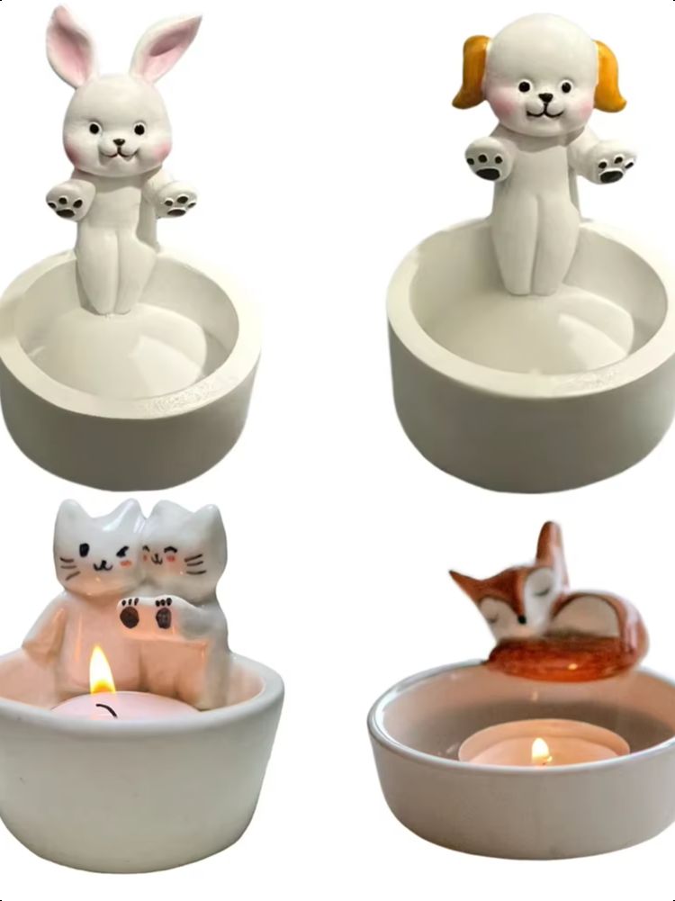 Chat/chien/lapin/renard Animal bougeoir pattes chauffantes bougeoir mignon chandelier support de lampe dessin animé pour les amoureux des animaux