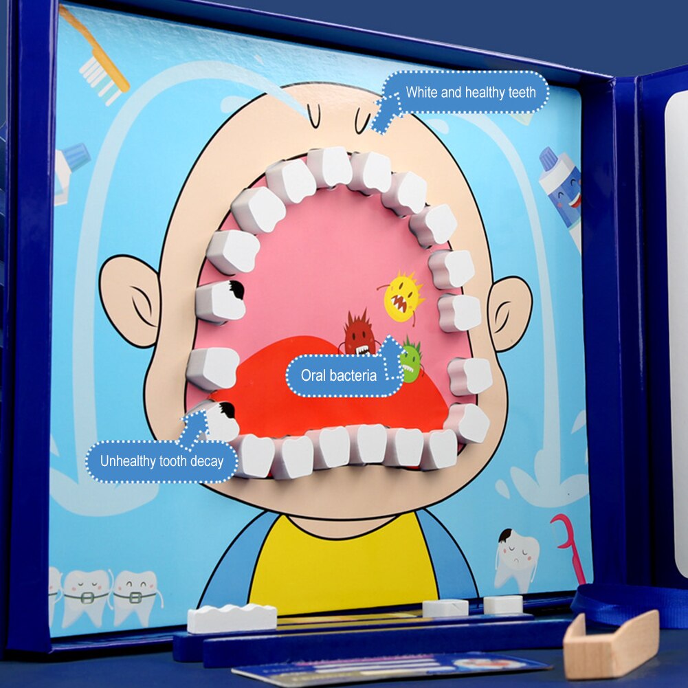 Hout Simulatie Tandarts Set Vroege Onderwijs Pretend Play Dental Puzzel Speelgoed Grappig Tandheelkundige Model Kit Interactief Speelgoed #38