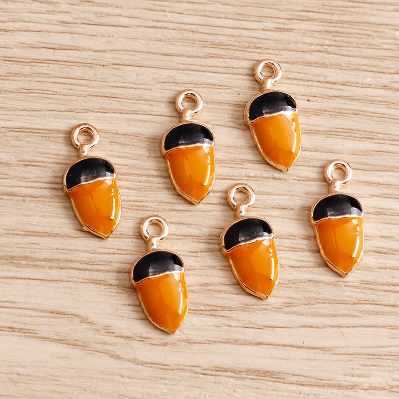 10 pçs/lote Esmalte Encantos para Brincos Pingentes Colares Fruta Morango Abacaxi Banana Laranja Encantos Artesanais Fazer Jóias: Banhado a ouro antigo