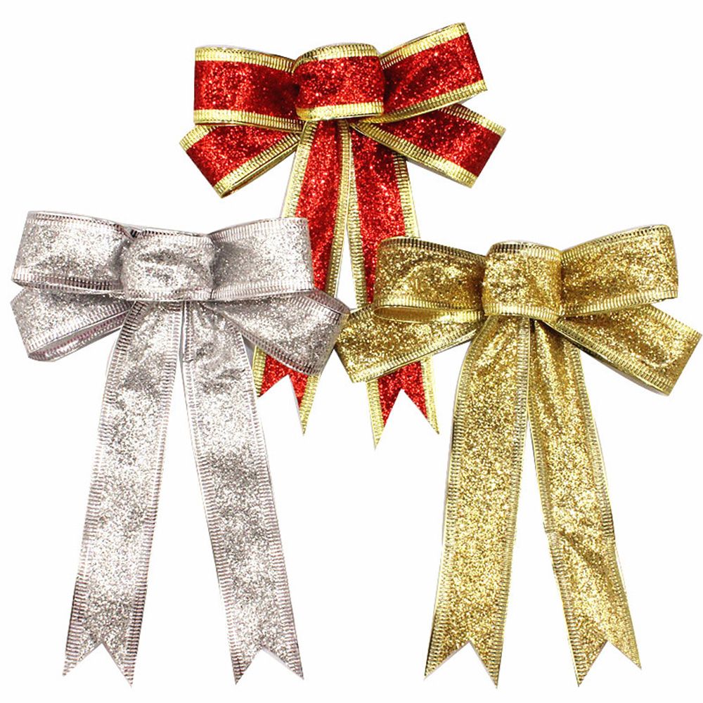 25cm jul glitter stora rosetter julgran dekor år leveranser bröllop band fest dekoration prydnader pilbåge