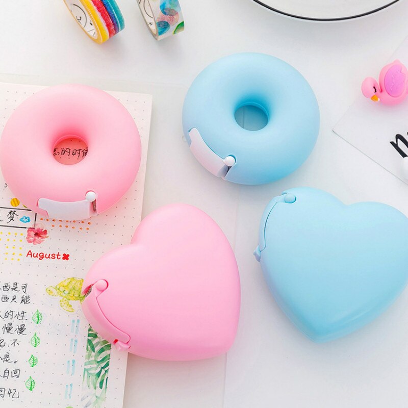 Candy Color Masking Tape Cutter Cute Kawaii Love Heart Donut Shape Washi Tape Cutter Office Tape Dispenser Office School Supply