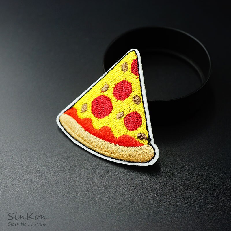 1Pcs Pizza (Size:5.1X5.1 Cm) diy Doek Badges Geborduurde Applique Naaien Patch Kleding Stickers Kleding Kledingstuk Accessoires