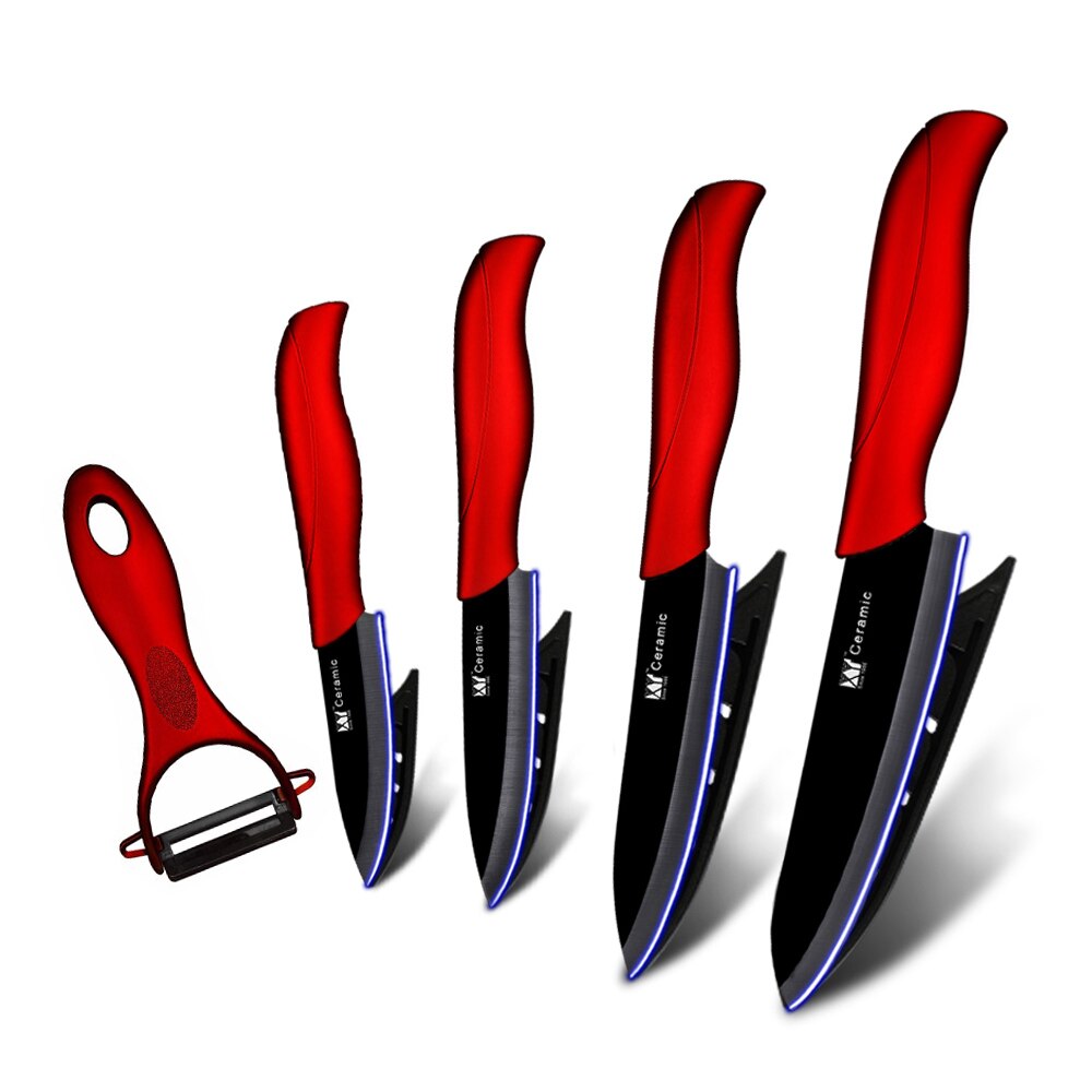 cuchillo de cerámica de 3 4 5 6 pulgadas Juego de cuchillos de cocina + pelador Zirconia negra blanco hoja de cuchillo de Chef vegetariana herramienta de cocina