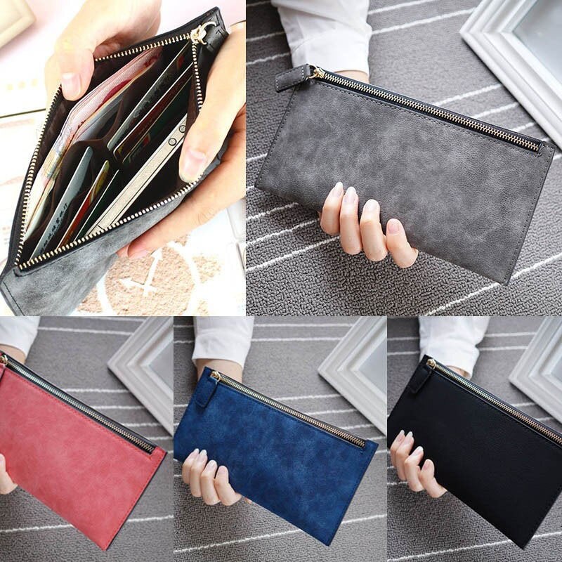 Women Purse Wallet Vintage Card Phone Storage Bag Long PU Leather Wallets Zipper Handbag SWD889