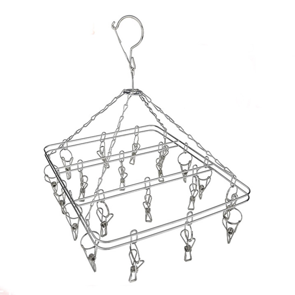20 Peg Stainless Steel Home Sock Underwear Laundry Clothes Dryer Rack Hanger