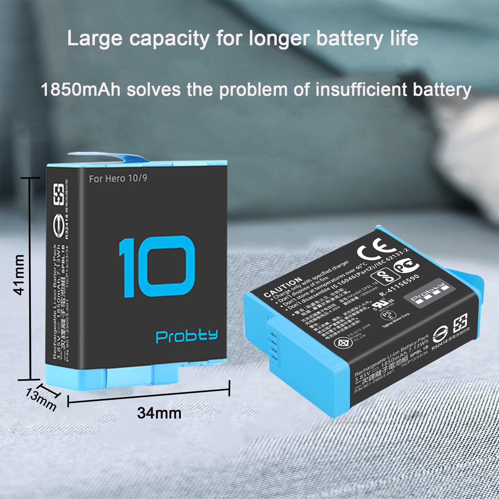 Voor Gopro 10 9 Batterij 3 Manier Smart Opladen Case 1850Mah Batterij Opbergdoos Voor Go Pro Hero 9 10 Accessoires