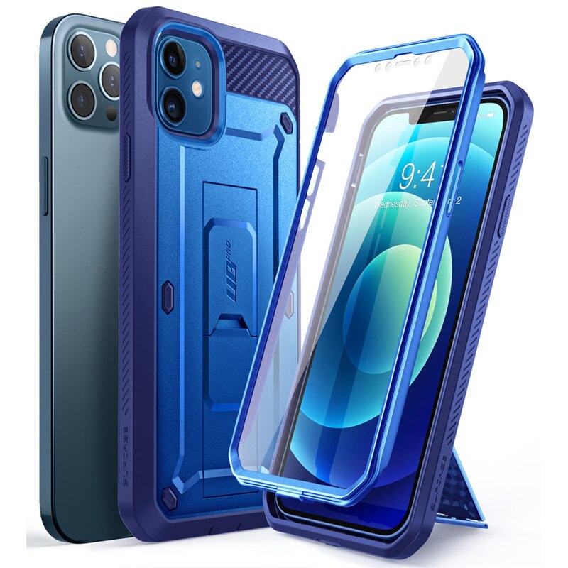 Voor Iphone 12 Case 12 Pro Case 6.1 ") supcase Ub Pro Full-Body Robuuste Holster Cover Met Ingebouwde Screen Protector & Kickstand: DarkBlue