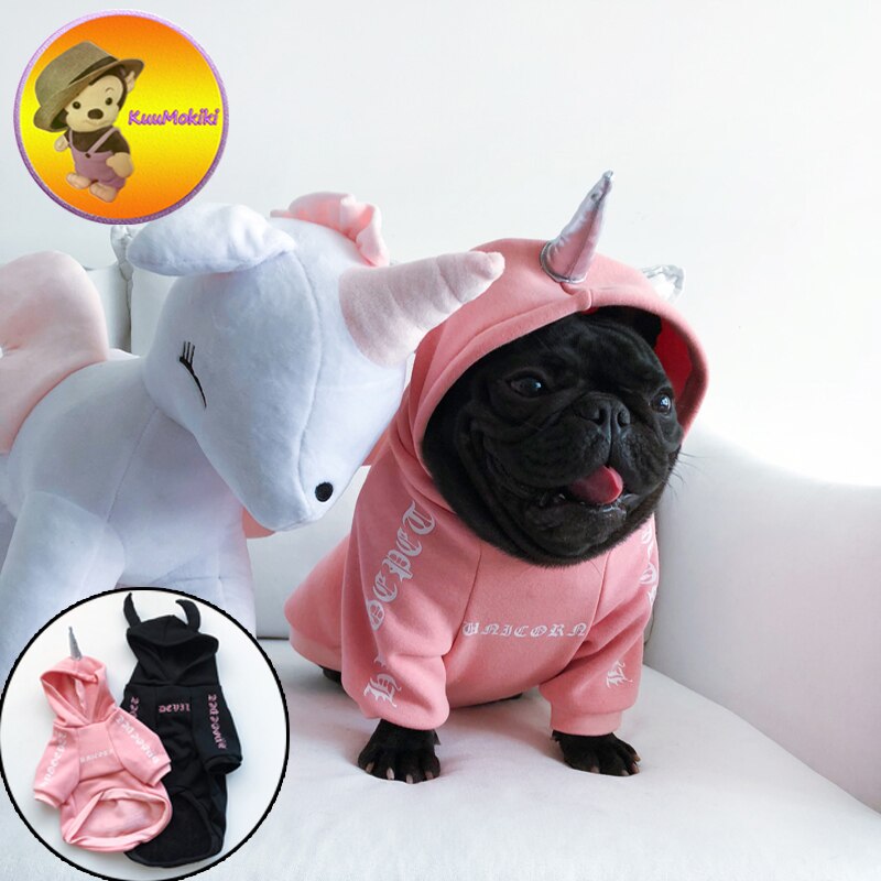 Ropa de perro cachorro de XS-2XL Vestidos mascotas perros diablo unicornio disfraz mascota abrigos para gato perro Bulldog francés ropa de Halloween