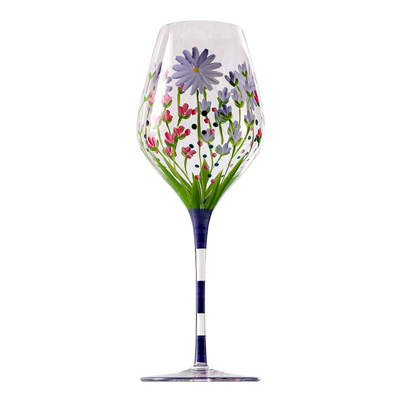 Copas de champán Vintage, copa pintada a mano, girasol, tulipán, flamenco, rosa, patrón, copa de vino tinto, Bar en casa, restaurante, copa de cristal