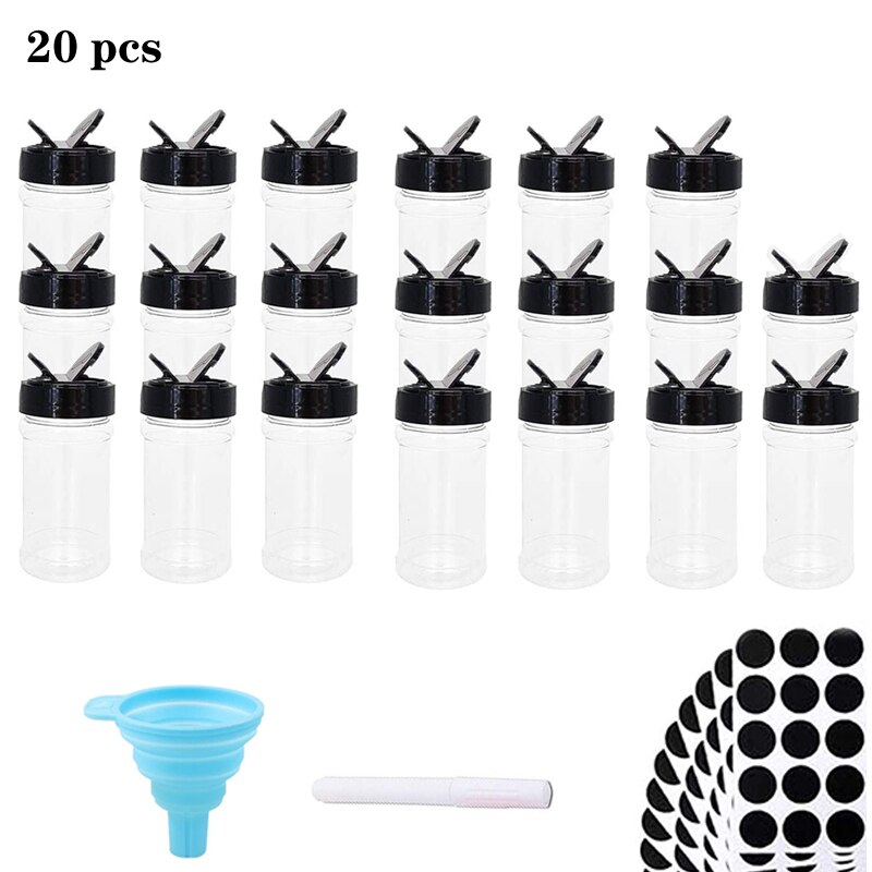 110Ml Zout En Peper Shakers 20/30Pc Spice Container Plastic Geen Bpa Bevatten Bus Set Keuken kruidkruik: 20PCS