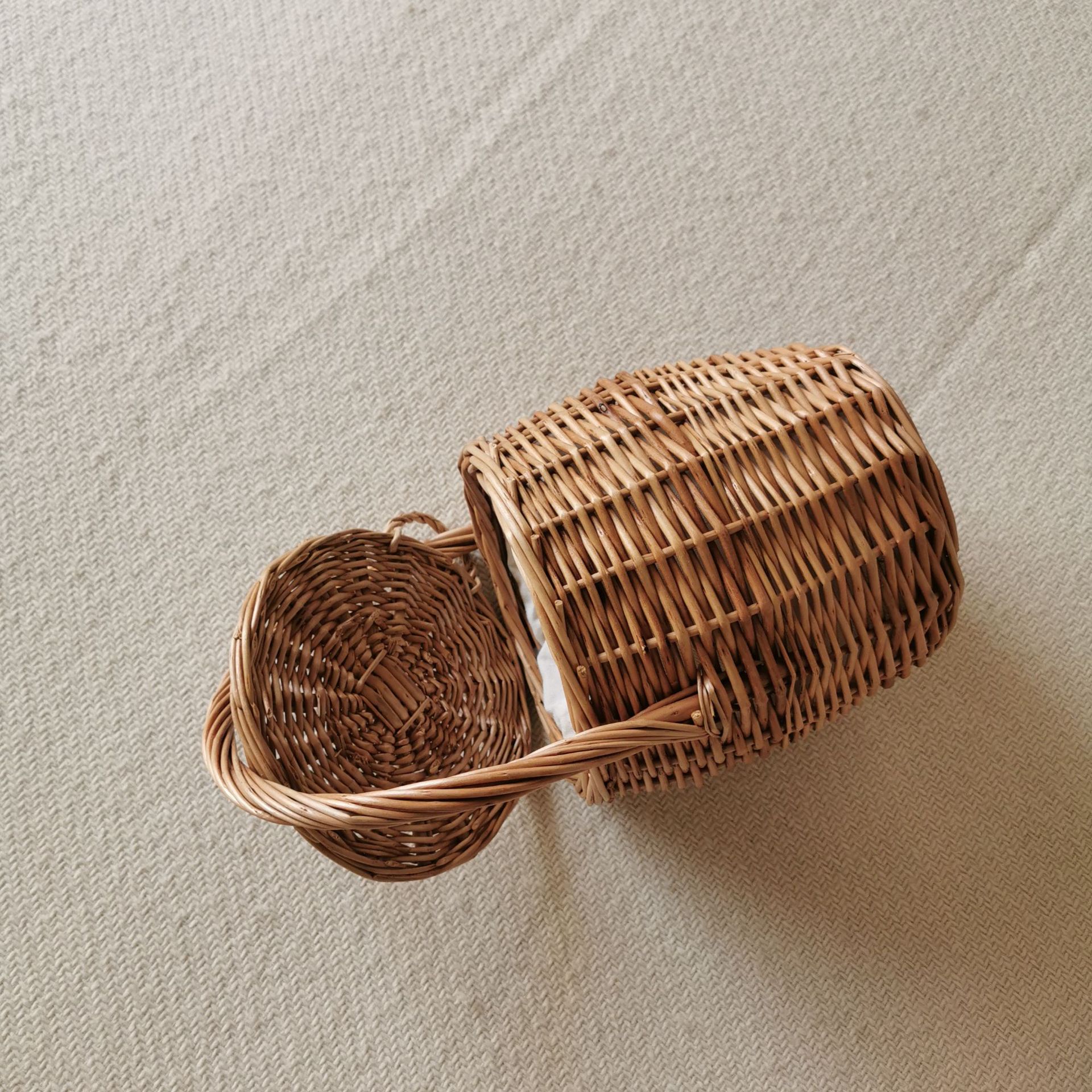 Rieten mand tas dames zomer strand natuurlijk rotan stro emmer bakken handgemaakte geweven handtassen 2025 nieuw: Default Title