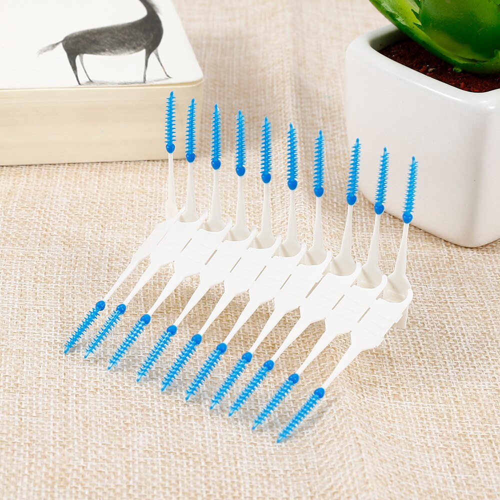 120Pcs Soft Interdental Teeth Stick Brush Dual Heads Dental Toothpicks Replacement Brush Oral Clean Care Picks Interdental Brush