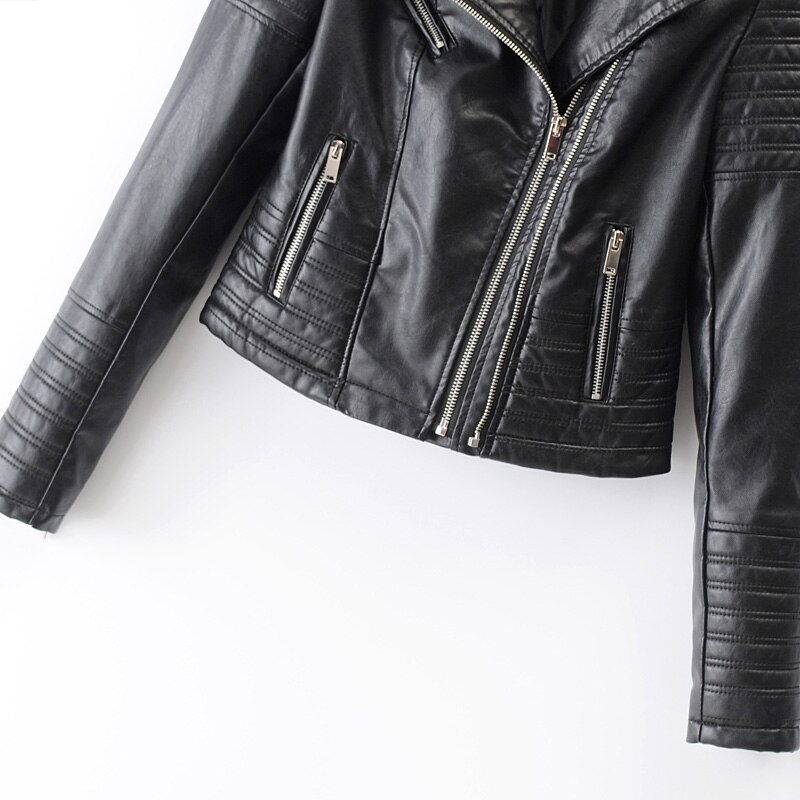 Fitaylor-chaquetas de piel sintética para mujer, ropa de calle para mujer, abrigo negro de manga larga, con cremallera para motorista, prendas de vestir