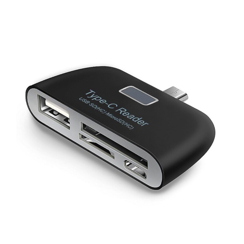 USB C type-c3.1 docking station hub usb2.0hub SD / TF type-c hub OTG card reader: Black