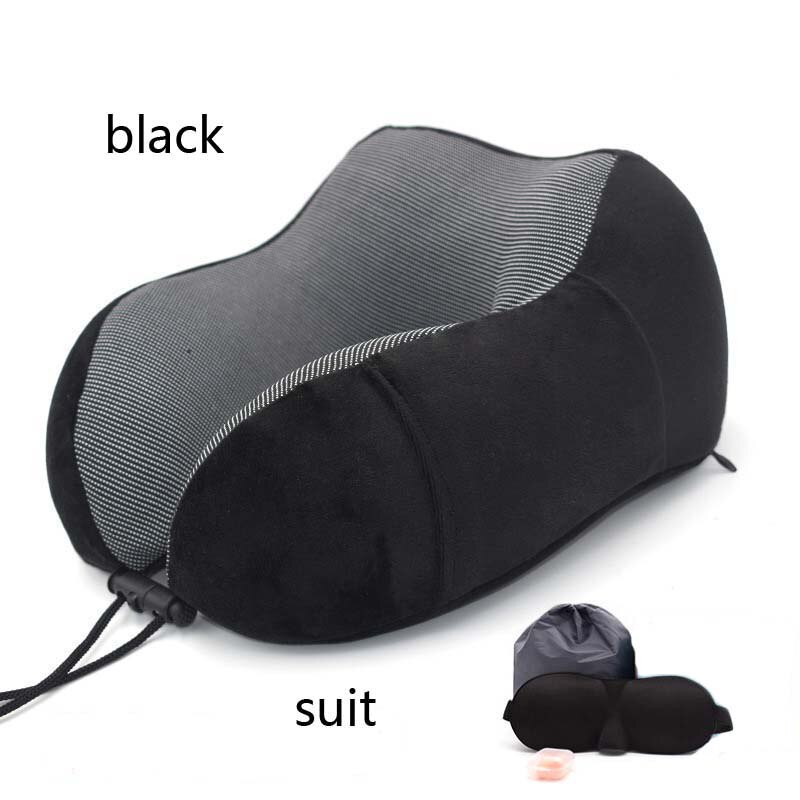 U Shaped Memory Foam Space Travel Neck Pillows Soft Slow Rebound Pillow Solid Neck Cervical Healthcare Bedding Wedge Pillow: black suit