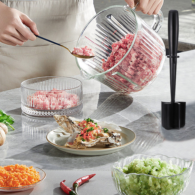 Keuken Vleeshakselaar Gemalen Rundvleesstamper Mengen, Slijpen en Stampende Spatel Vleesschraper voor het Gehakt
