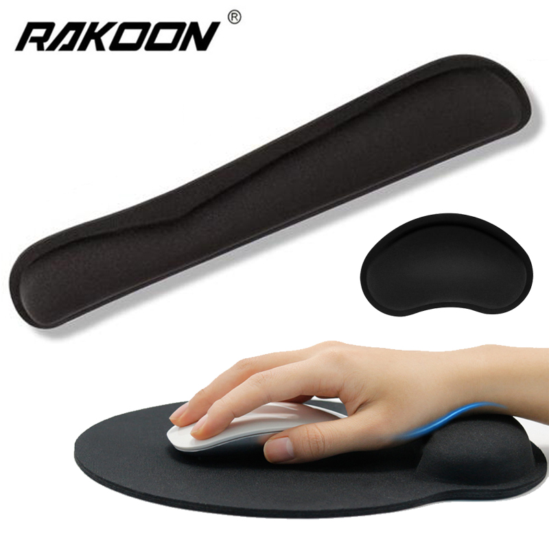 RAKOON – Repose poignet et tapis de souris avec mémoire de forme, en mousse super fine et ergonomique, idéal pour travailler au bureau sur PC et ordinateur portables et pour les joueurs,