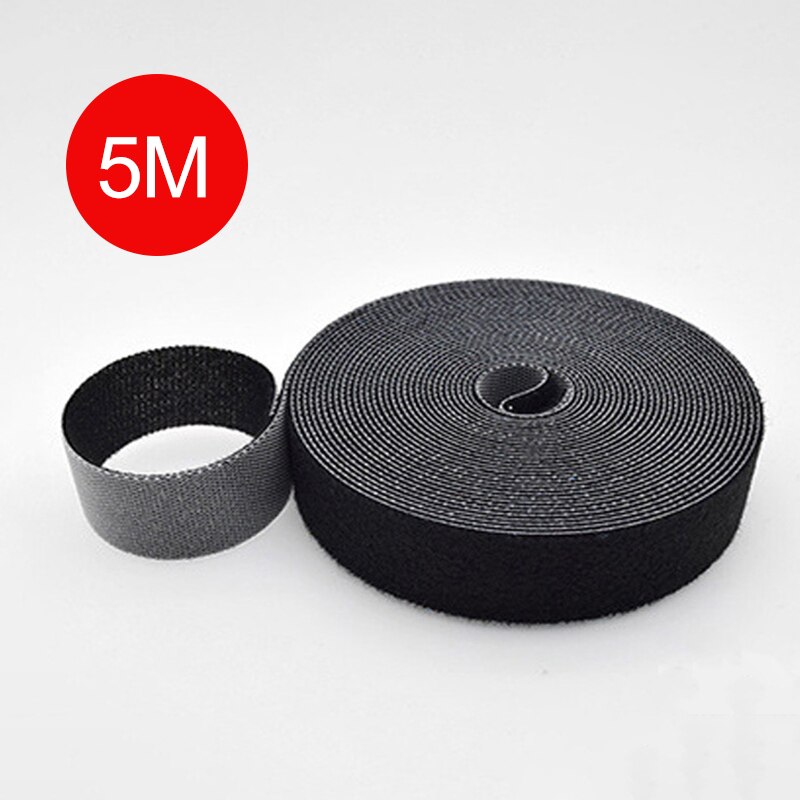 Black nylon power harness storage belt self-cut Velcro data cable storage and sorting self-adhesive strapping cable: Default Title