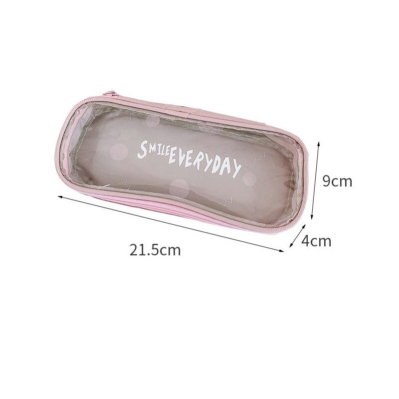 Estuche transparente con ventana para lápices, bolsa de gran tamaño para guardar lápices, material escolar para estudiantes, resistente al agua, F396