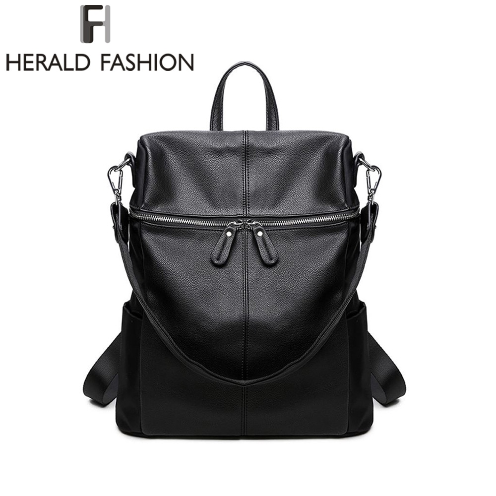 Herold frauen PU Leder Rucksack Schule Taschen Für Teenager Mädchen Große Kapazität Rucksack Laptop Tasche