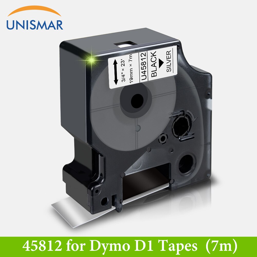 Black on White 45803 19mm Label Tape for DYMO D1 Ribbon Sticker for LabelManager 360D 420P PnP Wireless Rhino 5200 4200 Printer: Black on Silver