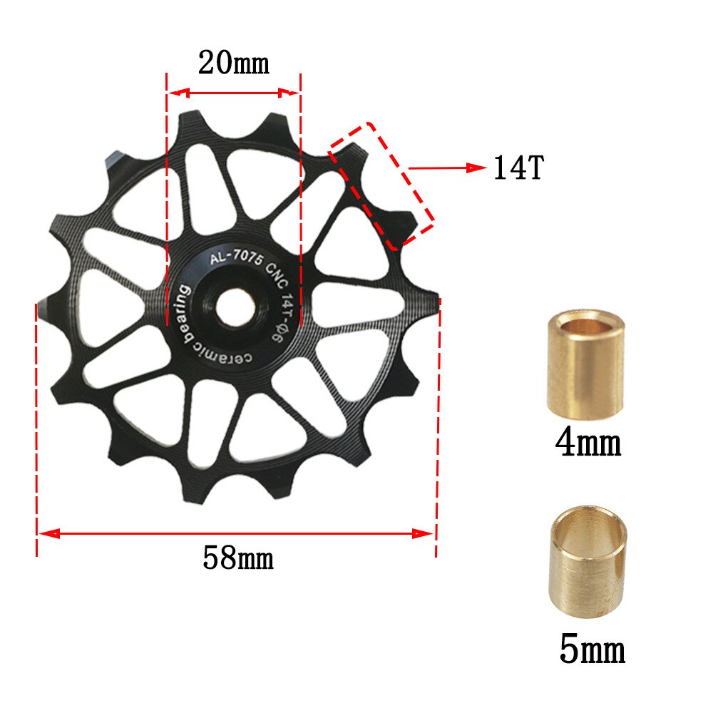 Poulie Vélo 10T/12T/14T - Roulements Céramique Nitrure Silicium, Compatible SRAM, Anti-saut CNC - 2